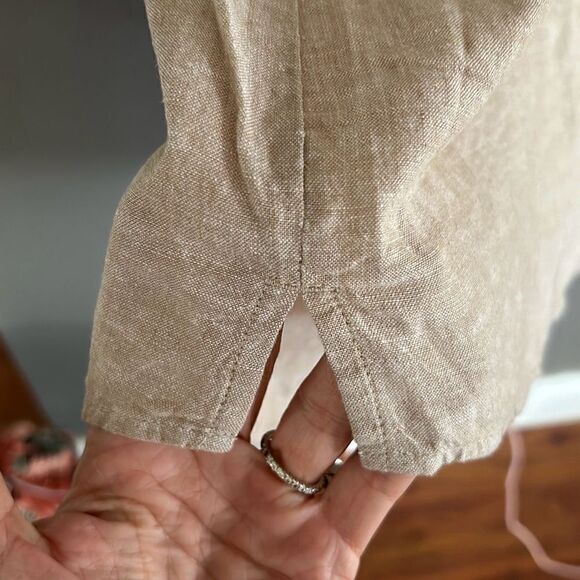 NWT GAP classic beige button-down blouse linen and cotton XL - Picture 5 of 6